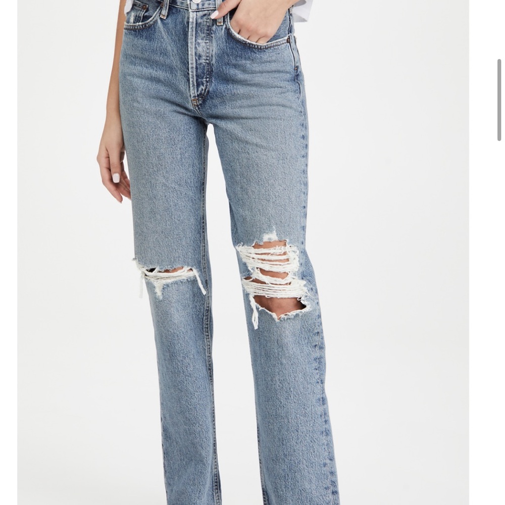 Agolde Lana Distressed Straight Leg Jeans Size 32
